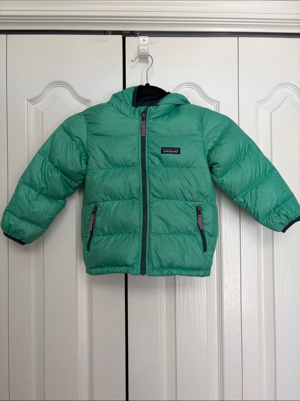 Patagonia Baby Hi-Loft Down Sweater Puffer Hoody Plains Green 3T